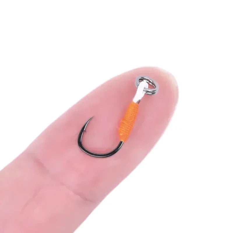 Hameçons assist hook haute performance acier inoxydable qualité premium pêche jigging mer profonde carnassiers marins thon serran dorade assist rig kevlar solidité maximale montage leurres métalliques jigs pointe ultra-piquante ferrage optimal présentation naturelle pénétration parfaite résistance corrosion eau salée combat poissons puissants accessoire spécialisé pêcheurs techniques