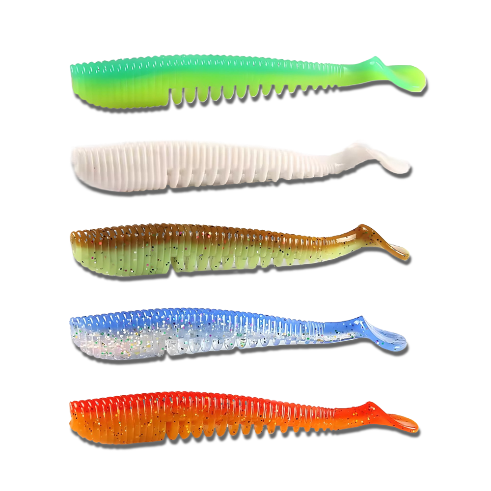 Leurre souple shad rainuré 8cm - 10pcs